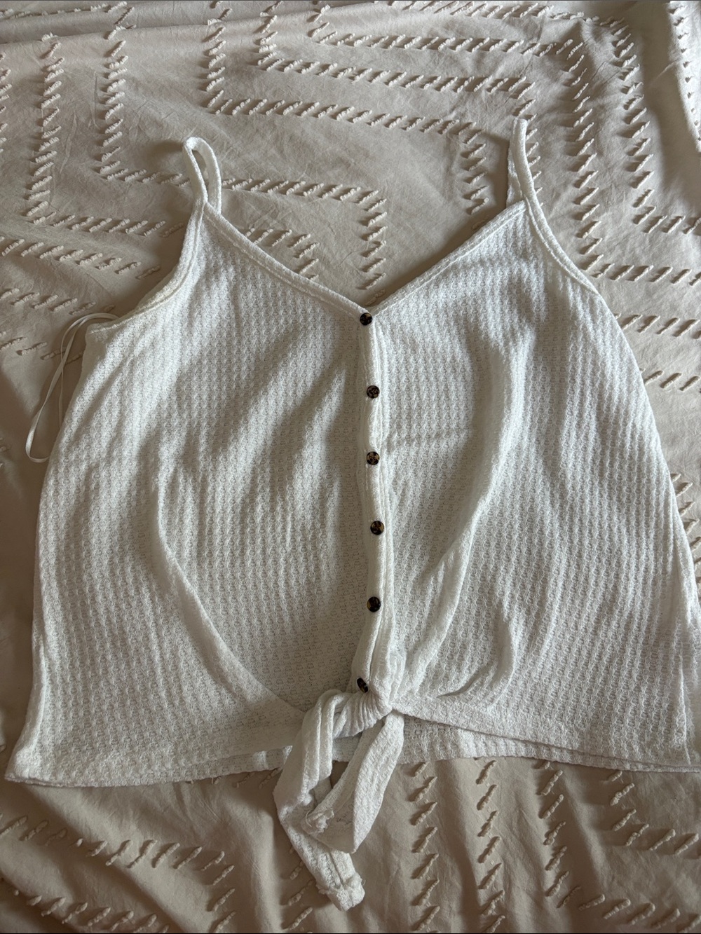 Hippie Rose White Button Front Tie Cami